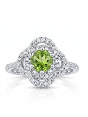 Green Peridot ring, size 7, 925 Sterling Silver Charmed Aroma